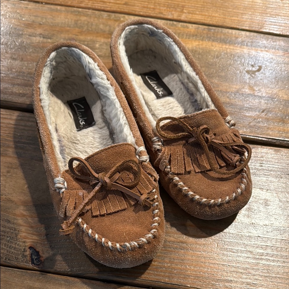 Clarks Brown Suede Moccasin Slippers